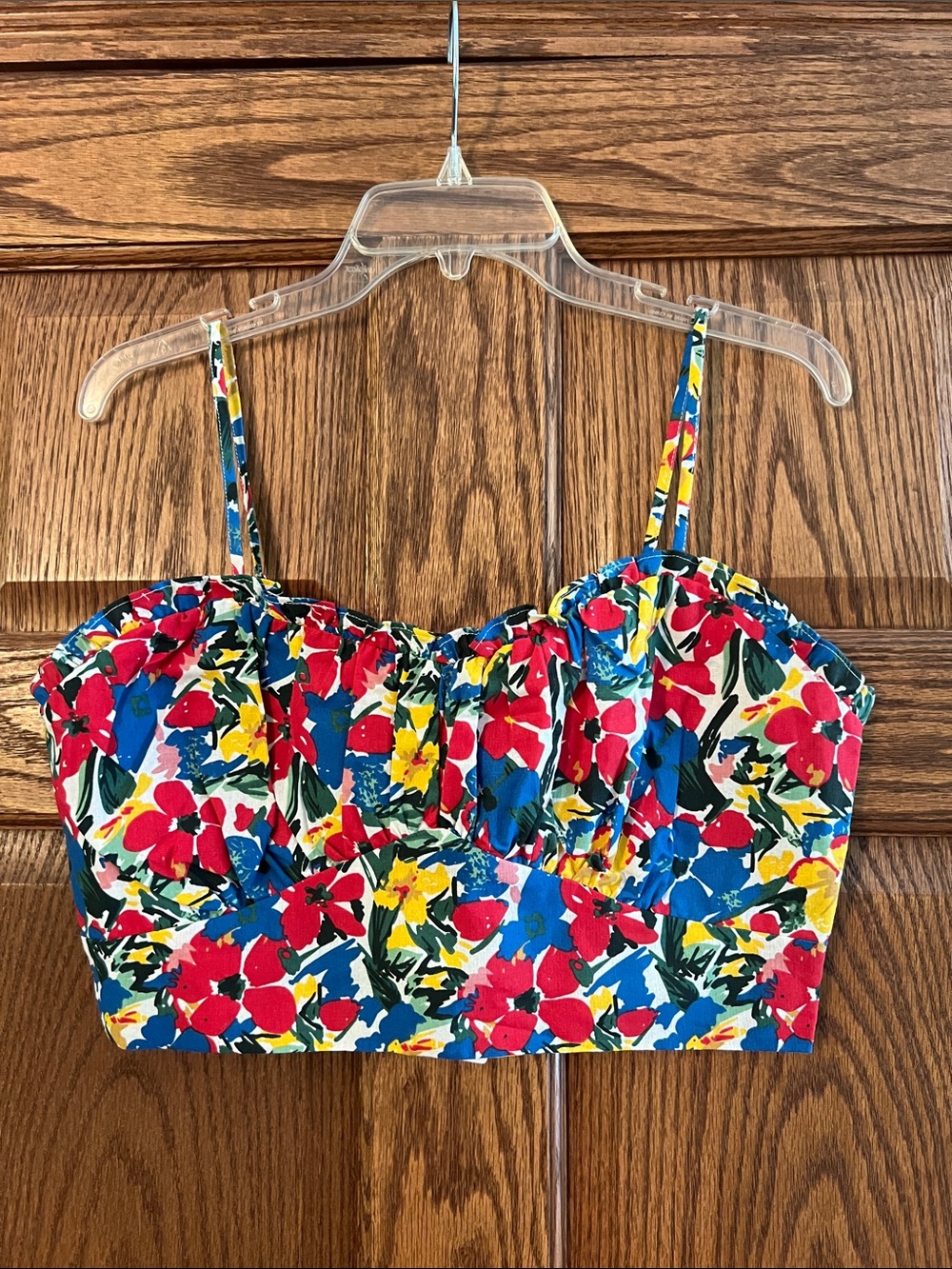 Molly Bracken Red, Blue & Yellow Floral Bustier Crop Top